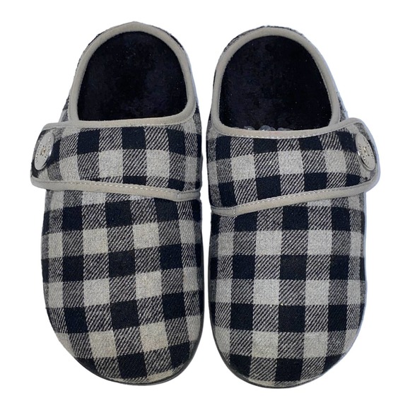 Vionic Sadie Gray Plaid Checkered Slipper Mule Adjustable Strap Orthotic sz 7 - Picture 6 of 12